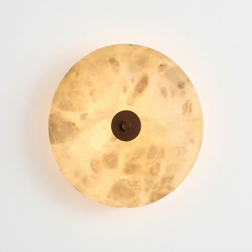 Araco Lumière Frozen Evara circular natural alabaster disc wall light