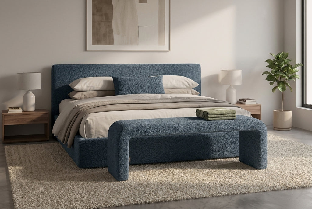 Araco Atelier Mode upholstered bench in Spindle fabric