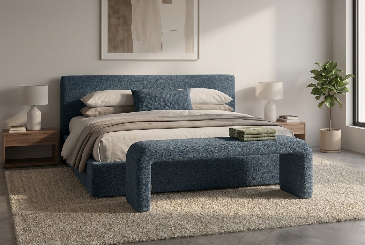 Araco Atelier Mode upholstered bench in Spindle fabric