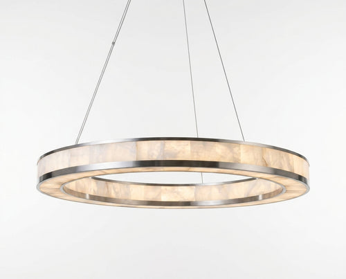 Araco Lumière Frozen Ember round natural alabaster disc pendant light