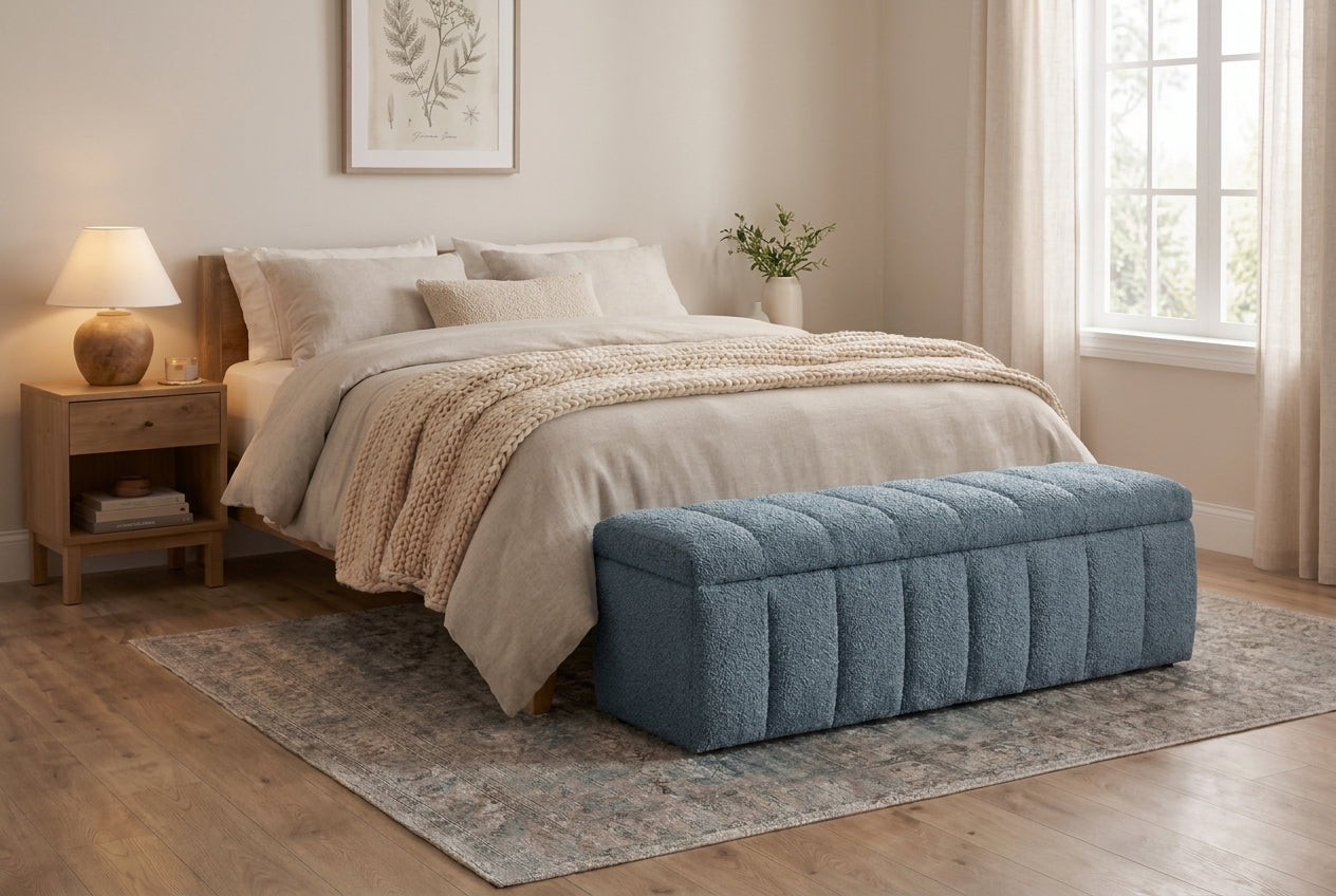 Araco Atelier Velour upholstered bench in Spindle fabric