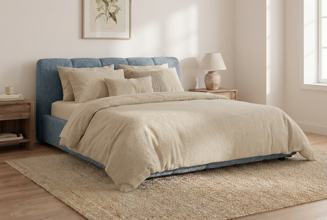 Araco Atelier Nocta upholstered bed in Spindle fabric