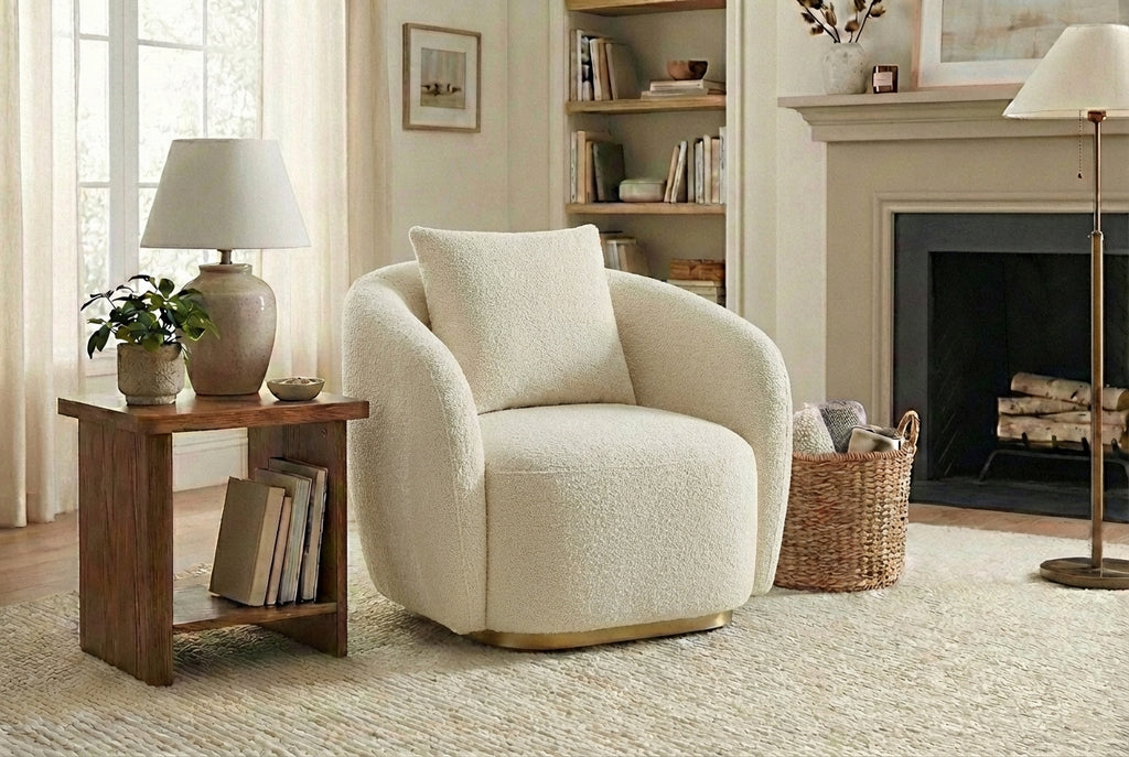 Araco Atelier Cleo armchair in Vanilla fabric
