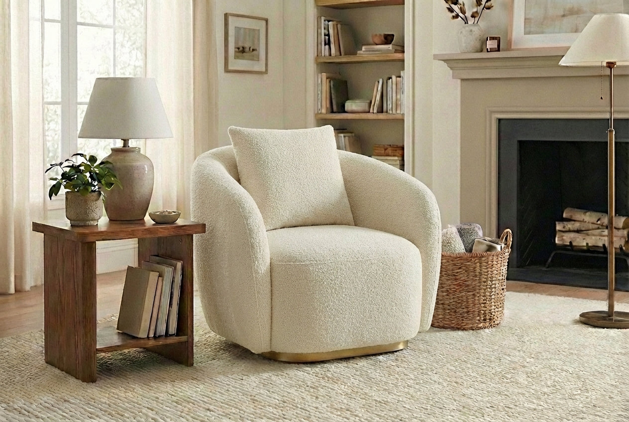 Araco Atelier Cleo armchair in Vanilla fabric