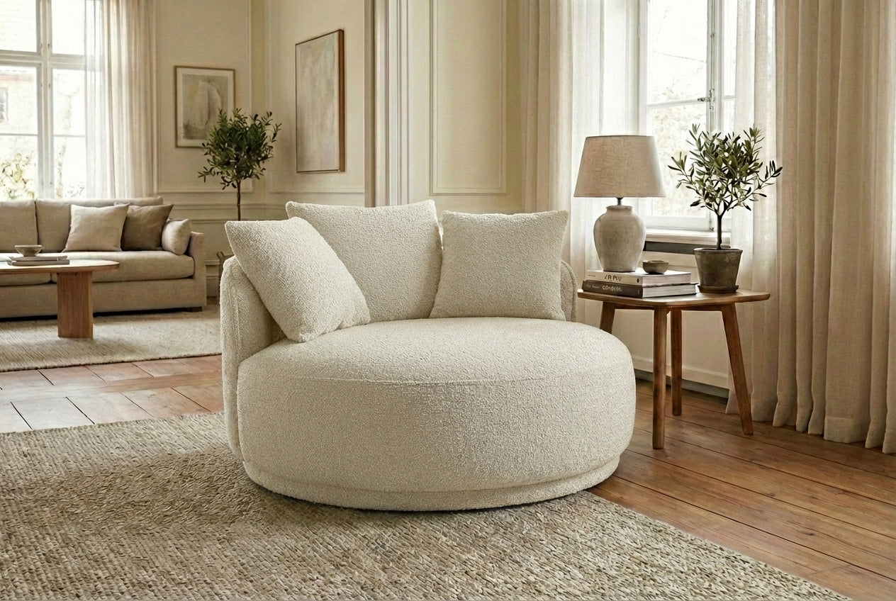 Araco Atelier Otis armchair in Vanilla fabric