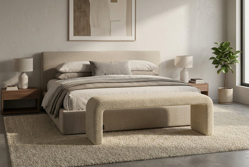 Araco Atelier Mode upholstered bench in Vanilla fabric