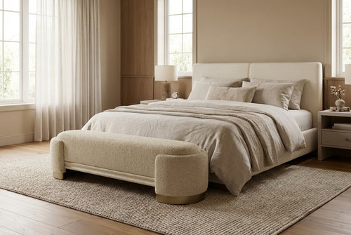 Araco Atelier Luma upholstered bench in Vanilla fabric
