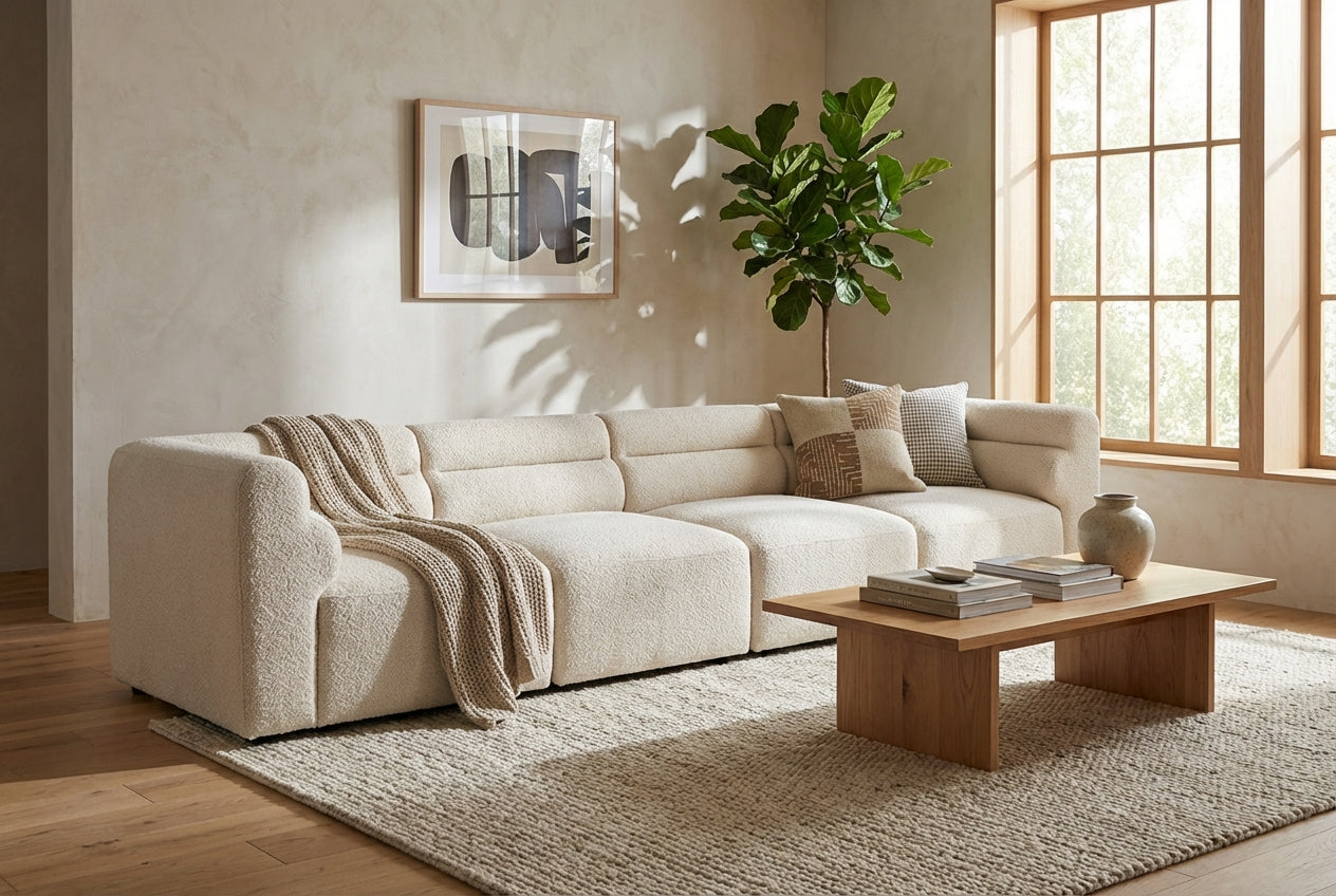 Araco Atelier Atlas 3 seater sofa in Vanilla fabric