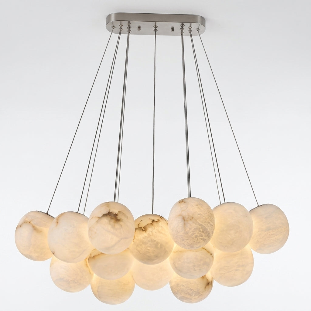Araco Lumière Frozen Eclipse chandelier with natural alabaster heads