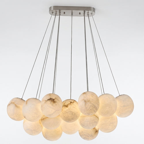 Araco Lumière Frozen Eclipse chandelier with natural alabaster heads