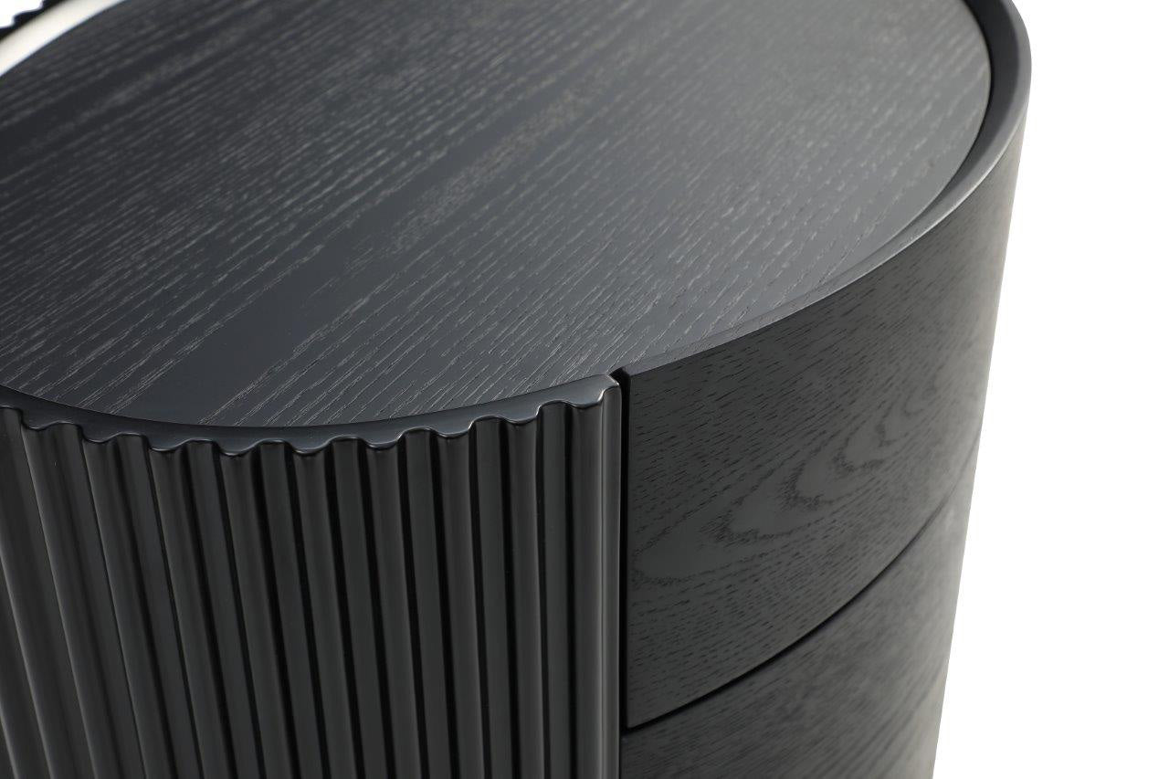 Lantine Bedside Table - Black Oak & Brass