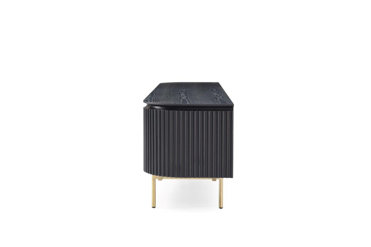 Lantine TV Unit - Black Oak & Brass