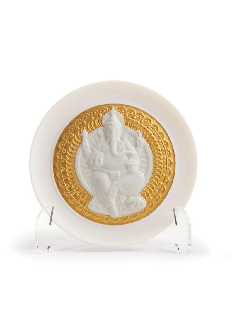 Lladro Lord Ganesha Decorative Plate Golden Lustre