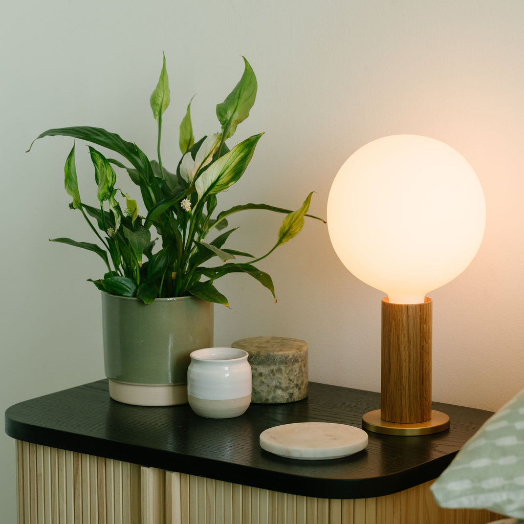 Tala Knuckle Table Lamp in Walnut + Sphere IV Set (view 2)