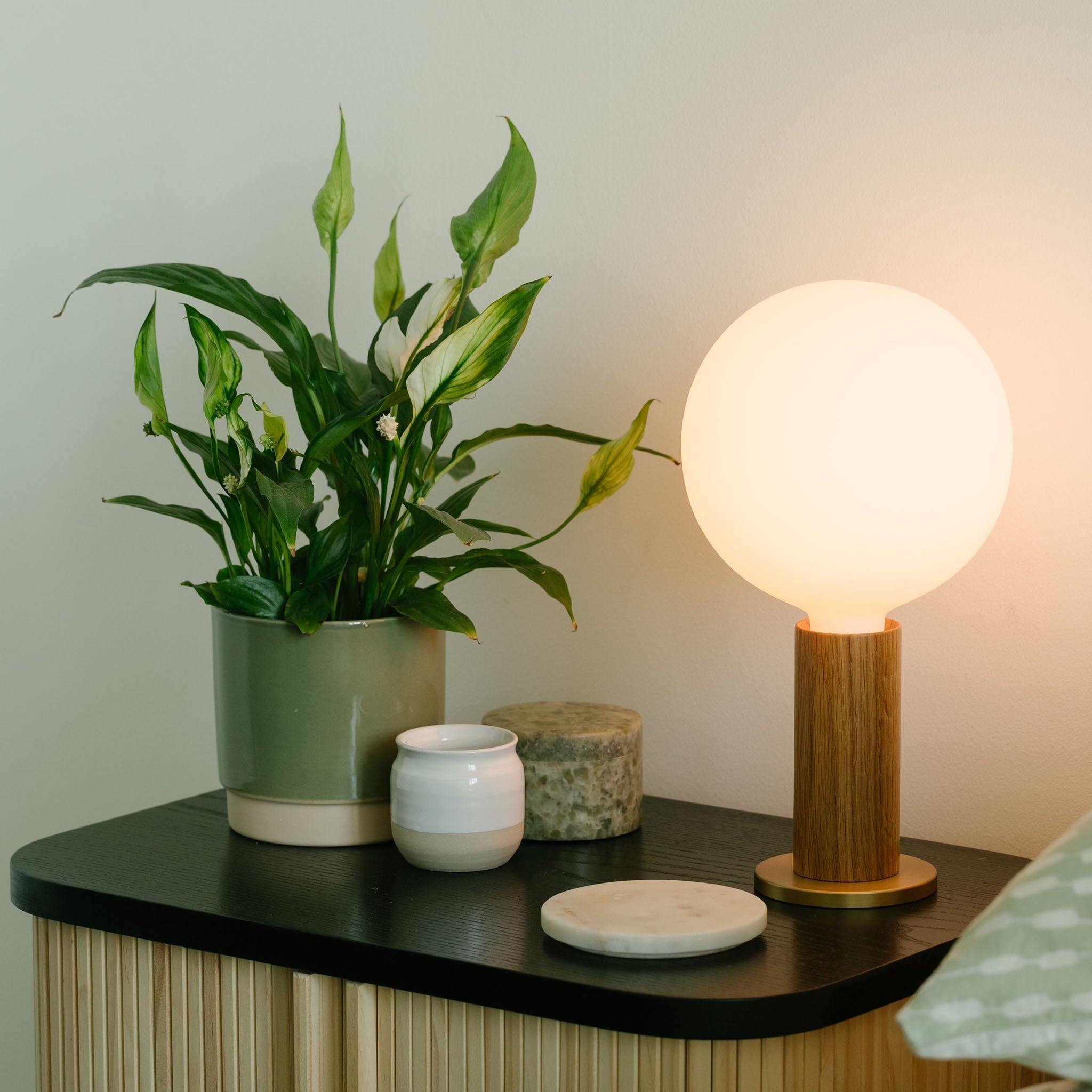 Tala Knuckle Table Lamp in Walnut + Sphere IV Set (view 2)