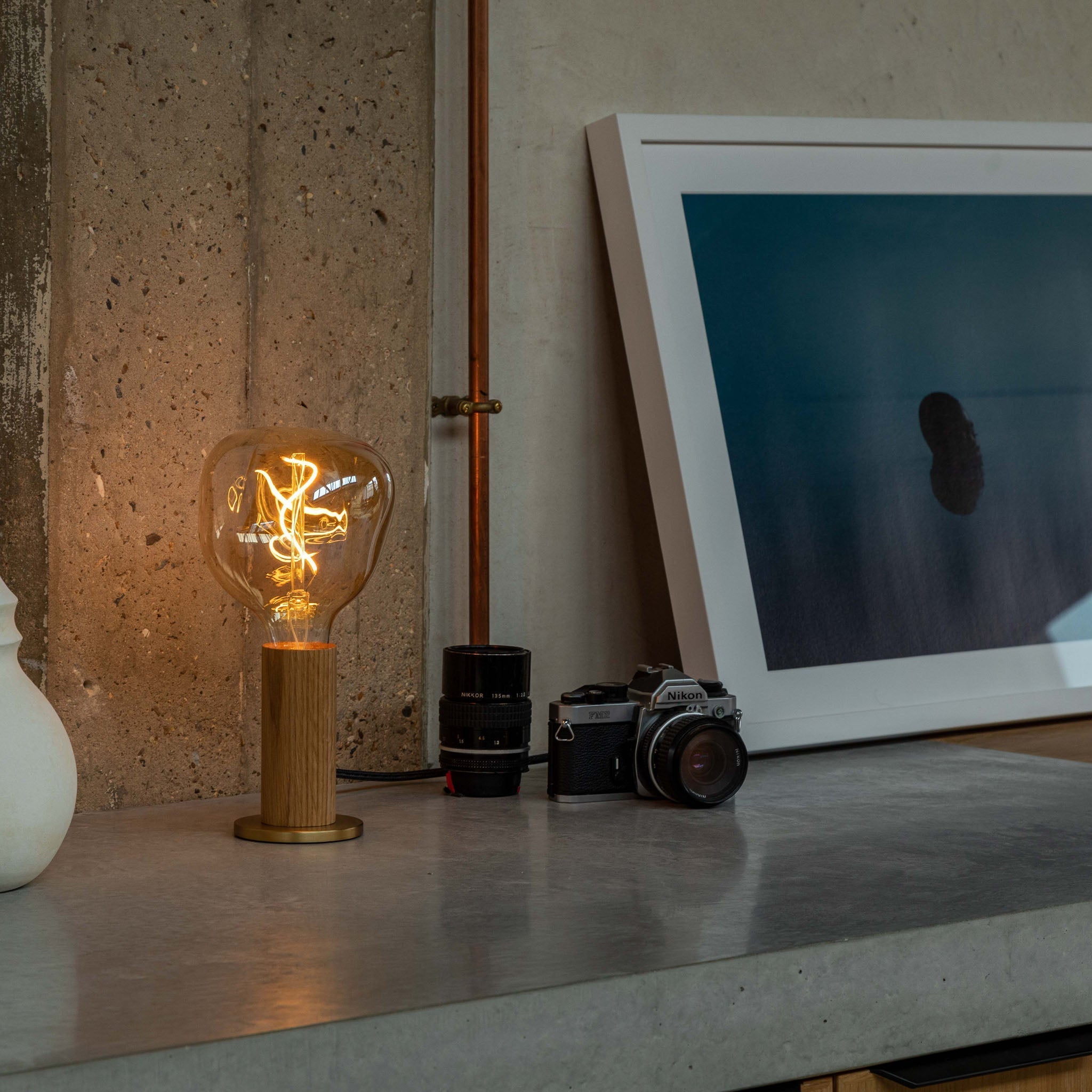 Tala Knuckle Table Lamp in Walnut + Voronoi I Set (view 3)