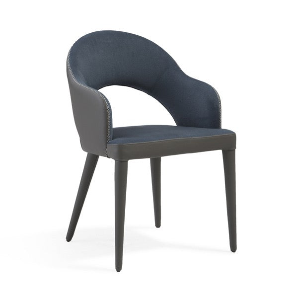 Tommy Franks Jiva dining chair in Nappa Midnight Blue and Grey
