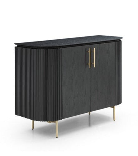 Lantine 2 Door Cabinet - Black Oak & Brass