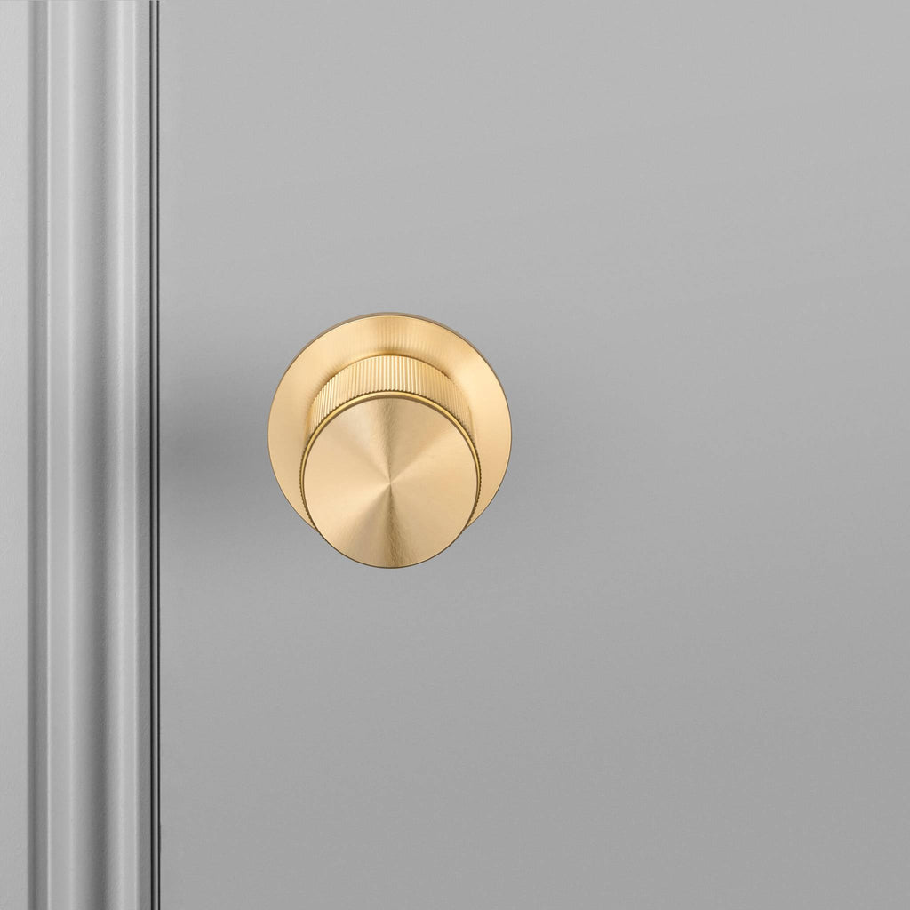 Buster + Punch Door Knob Set Linear Knurl Brass detail by Araco Interiors