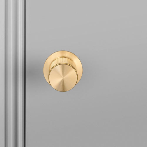 Buster + Punch Door Knob Set Linear Knurl Brass detail by Araco Interiors