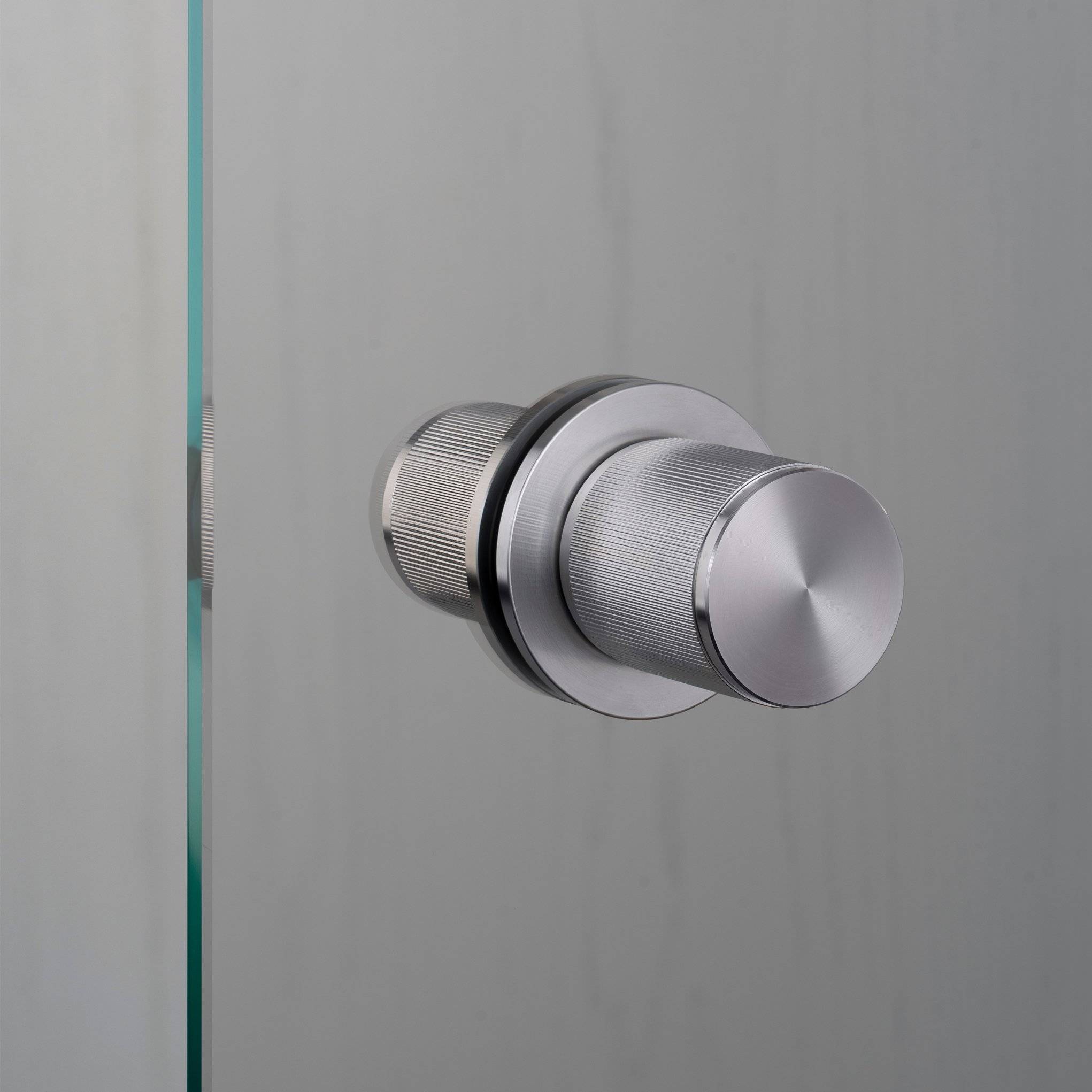 Buster + Punch Fixed Door Knob Double-Sided Linear in Steel