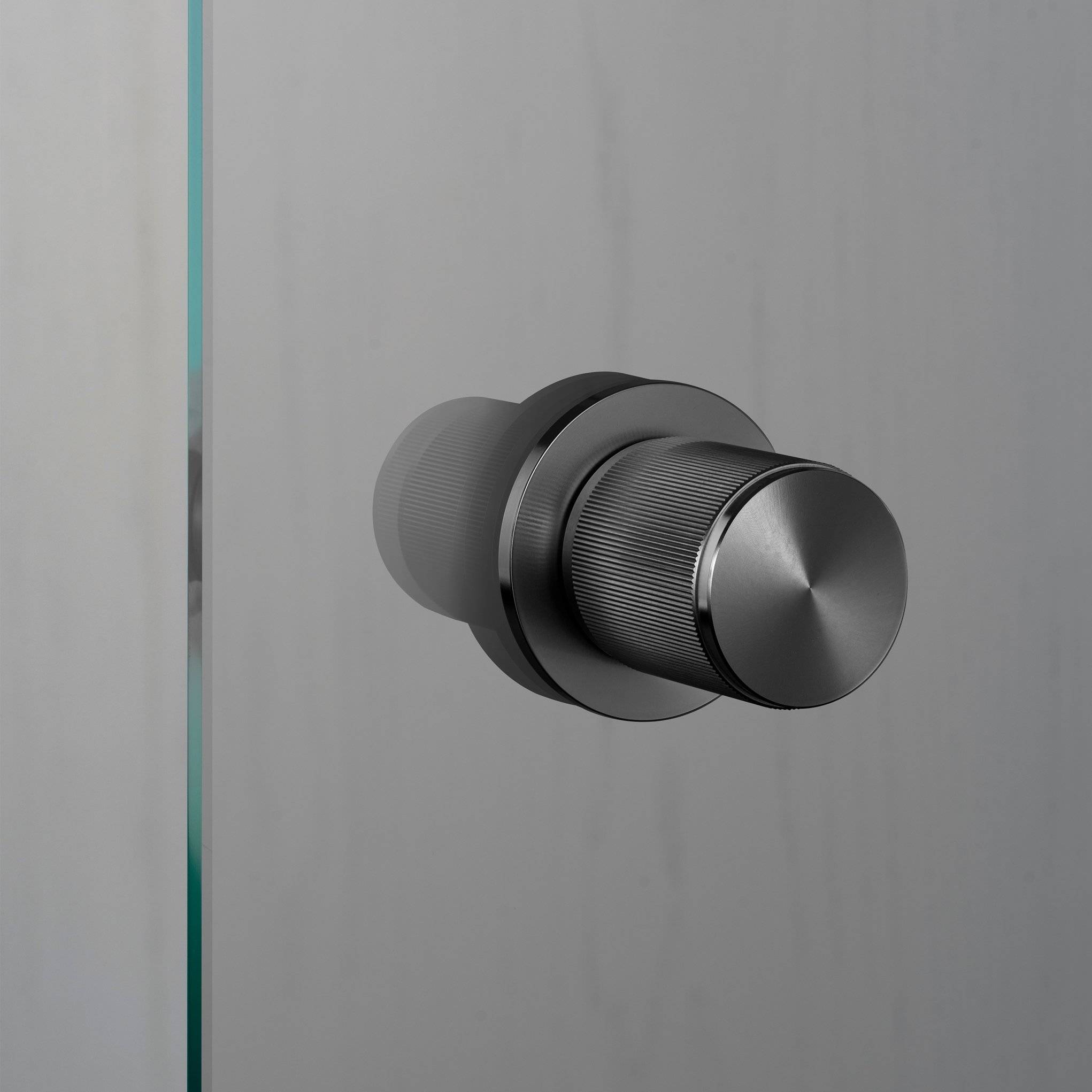 Buster + Punch Fixed Door Knob Single-Sided Linear in Gun Metal