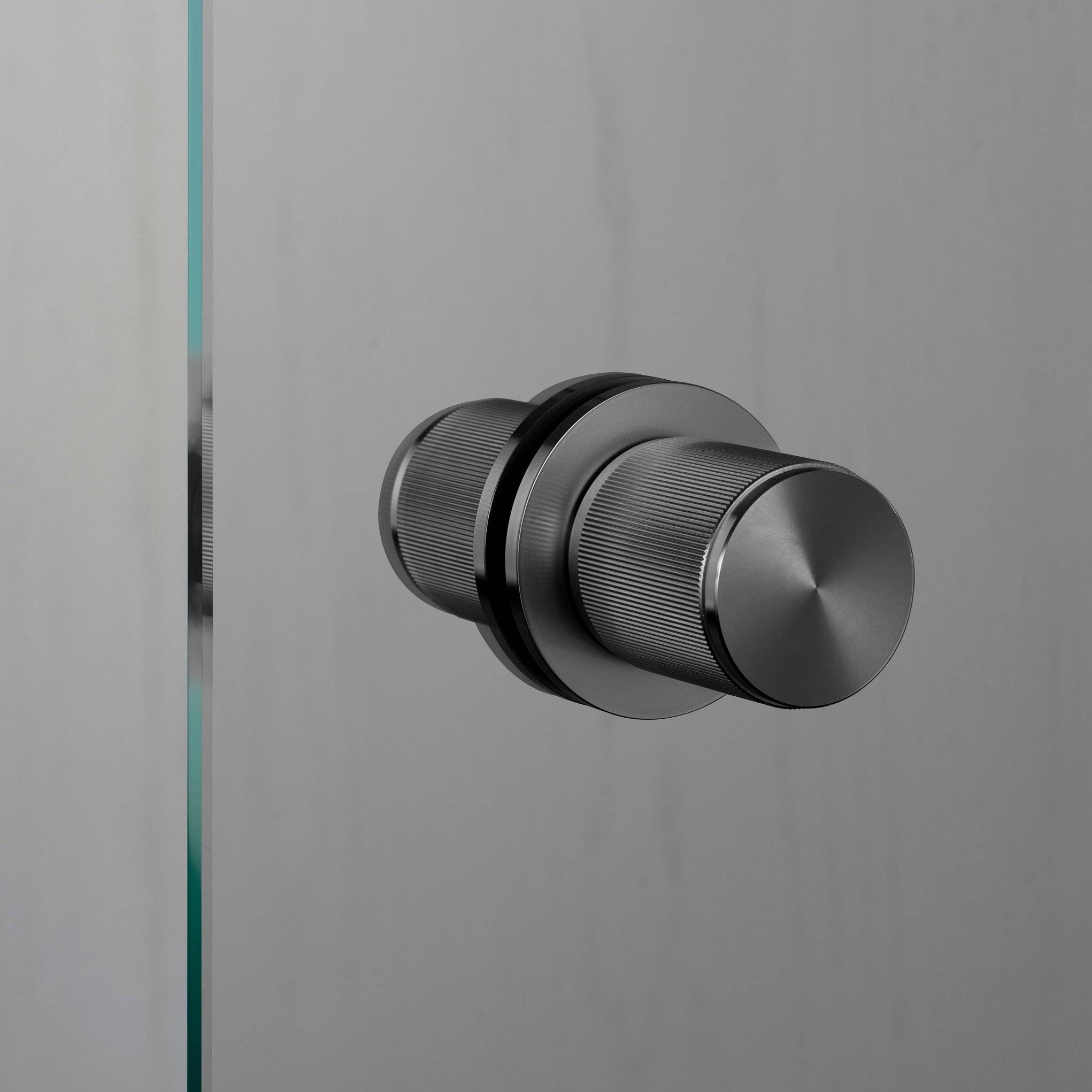 Buster + Punch Fixed Door Knob Double-Sided Linear in Gun Metal