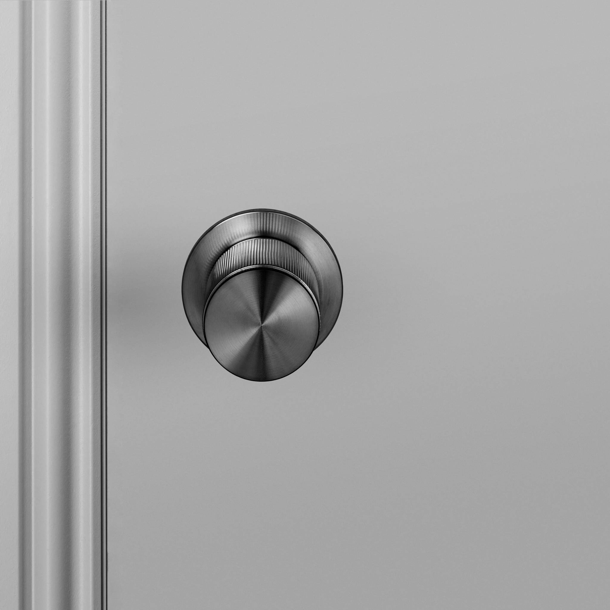 Buster + Punch Fixed Door Knob Double-Sided Linear in Gun Metal detail