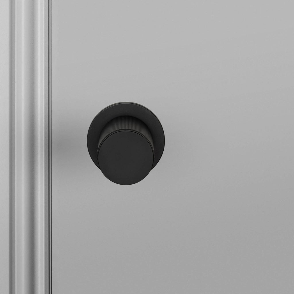 Buster + Punch Door Knob Set Linear Knurl Welders Black detail by Araco Interiors