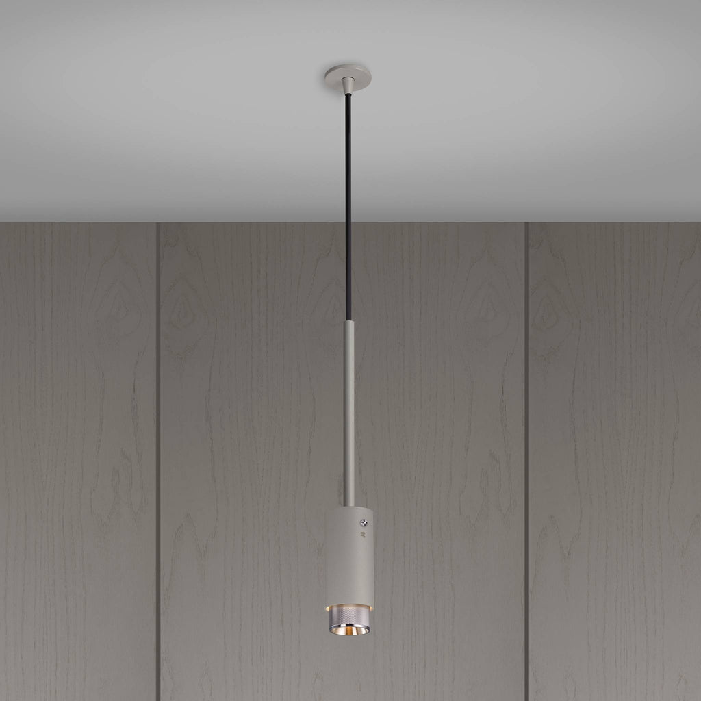 Buster + Punch Exhaust Pendant, cross knurl, stone with steel detail