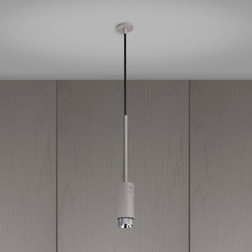 Buster + Punch Exhaust Pendant, cross knurl, stone, steel detail close-up