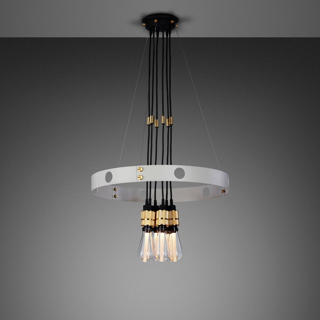 Buster + Punch Hero Light Stone chandelier with Brass pendants