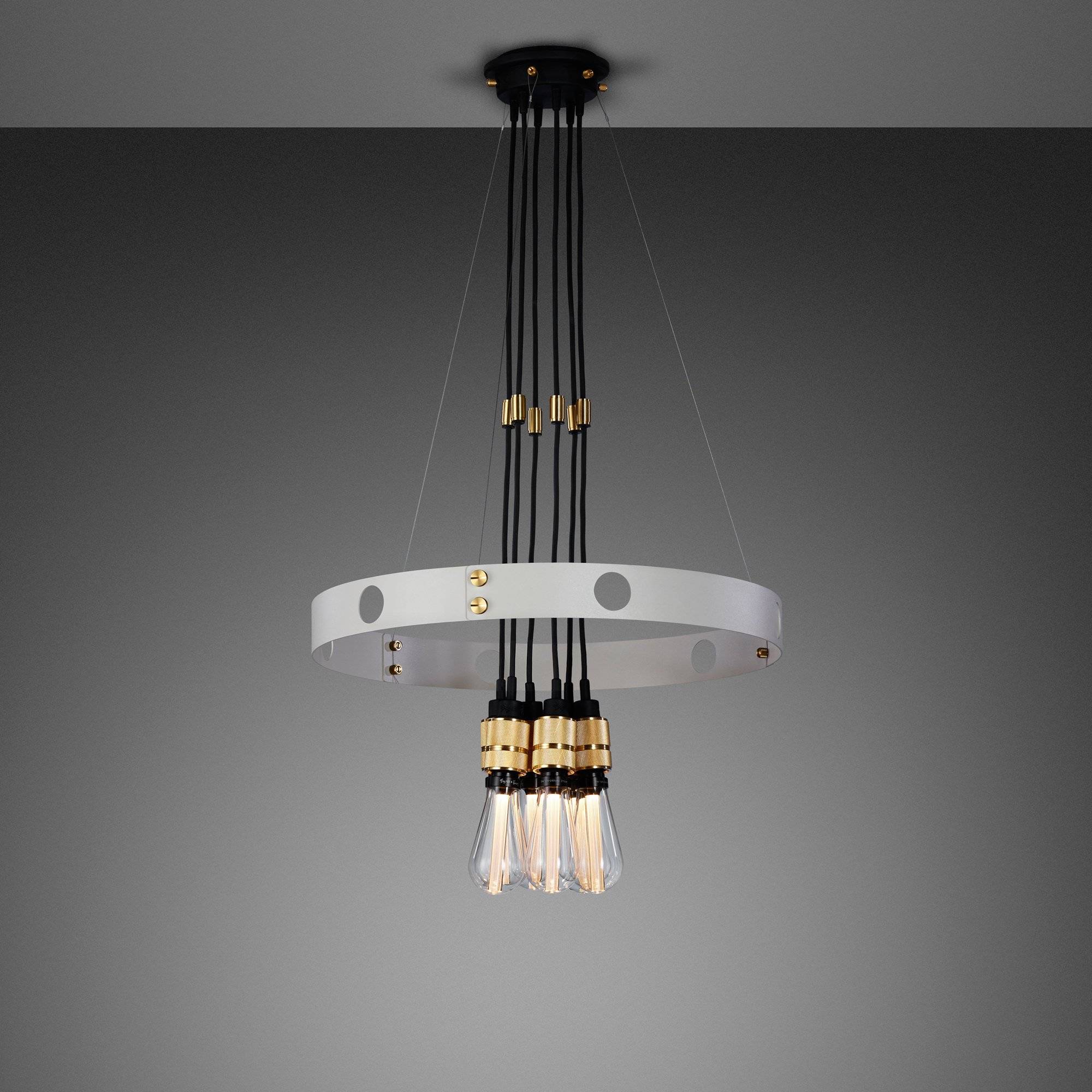 Buster + Punch Hero Light Stone chandelier with Brass pendants