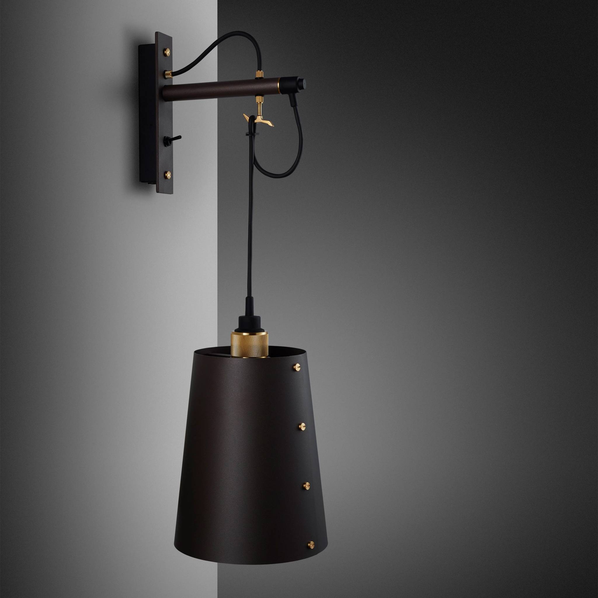 Buster + Punch Hooked Wall Light Large Graphite Brass luxury wall light by Araco Interiors