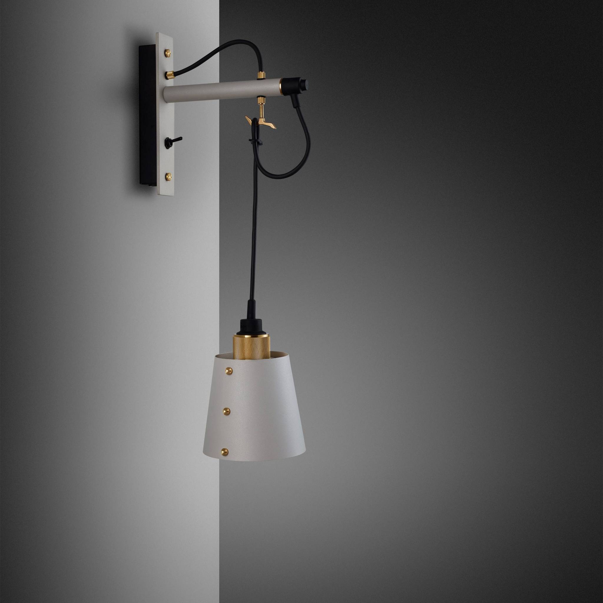 Buster + Punch Hooked Wall Light Small, Stone Cord Brass luxury wall light by Araco Interiors