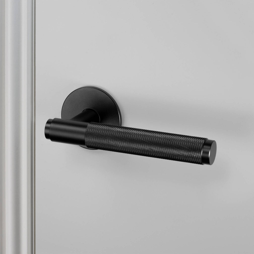 Buster + Punch Fixed Door Handle Single-Sided Cross Knurl in Black
