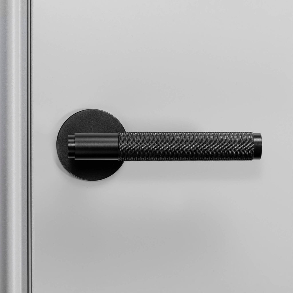 Buster + Punch Fixed Door Handle Single-Sided Cross Knurl in Black detail
