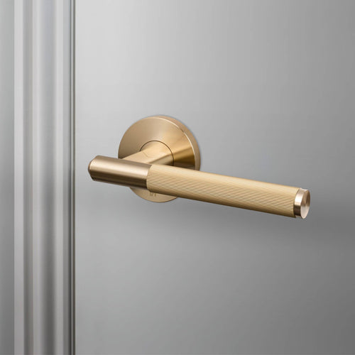 Buster + Punch Door Handle Set Linear Knurl Brass by Araco Interiors