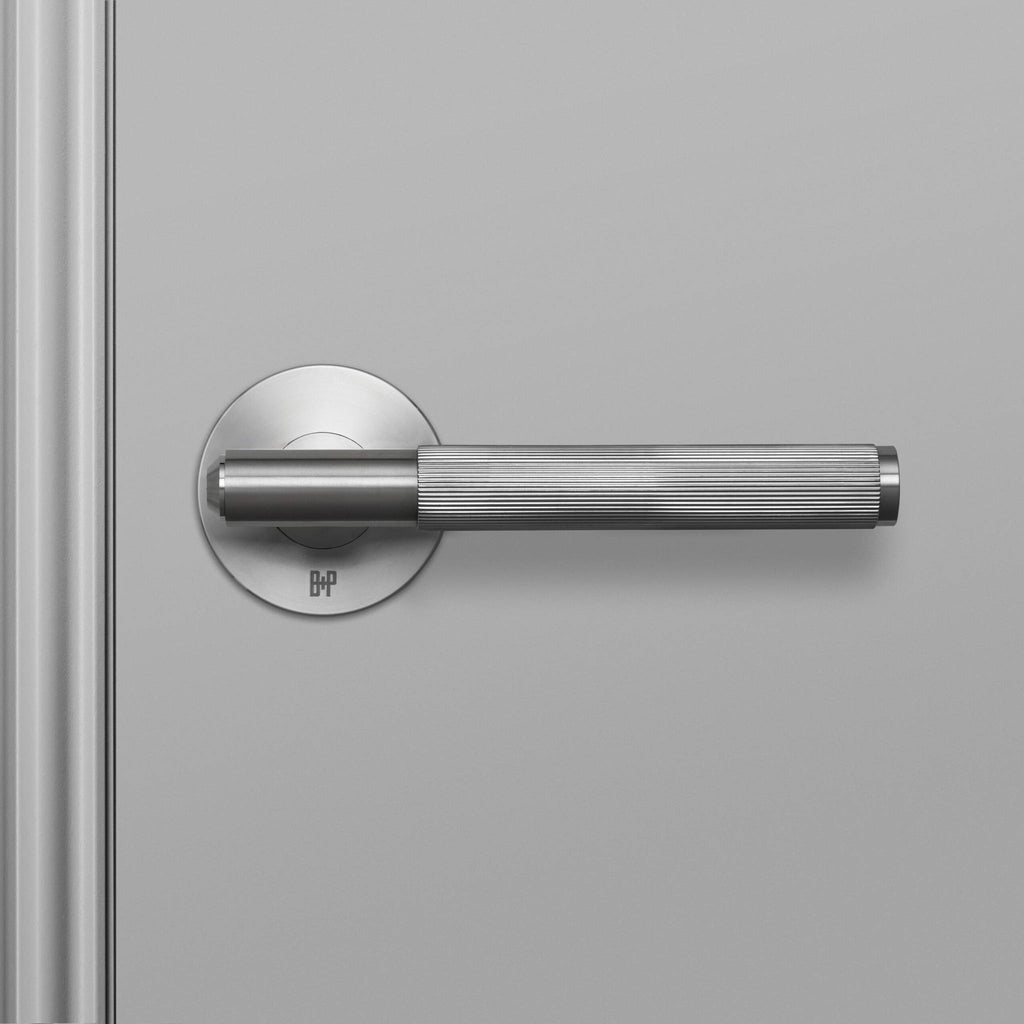 Buster + Punch Door Handle Set Linear Knurl Steel detail by Araco Interiors