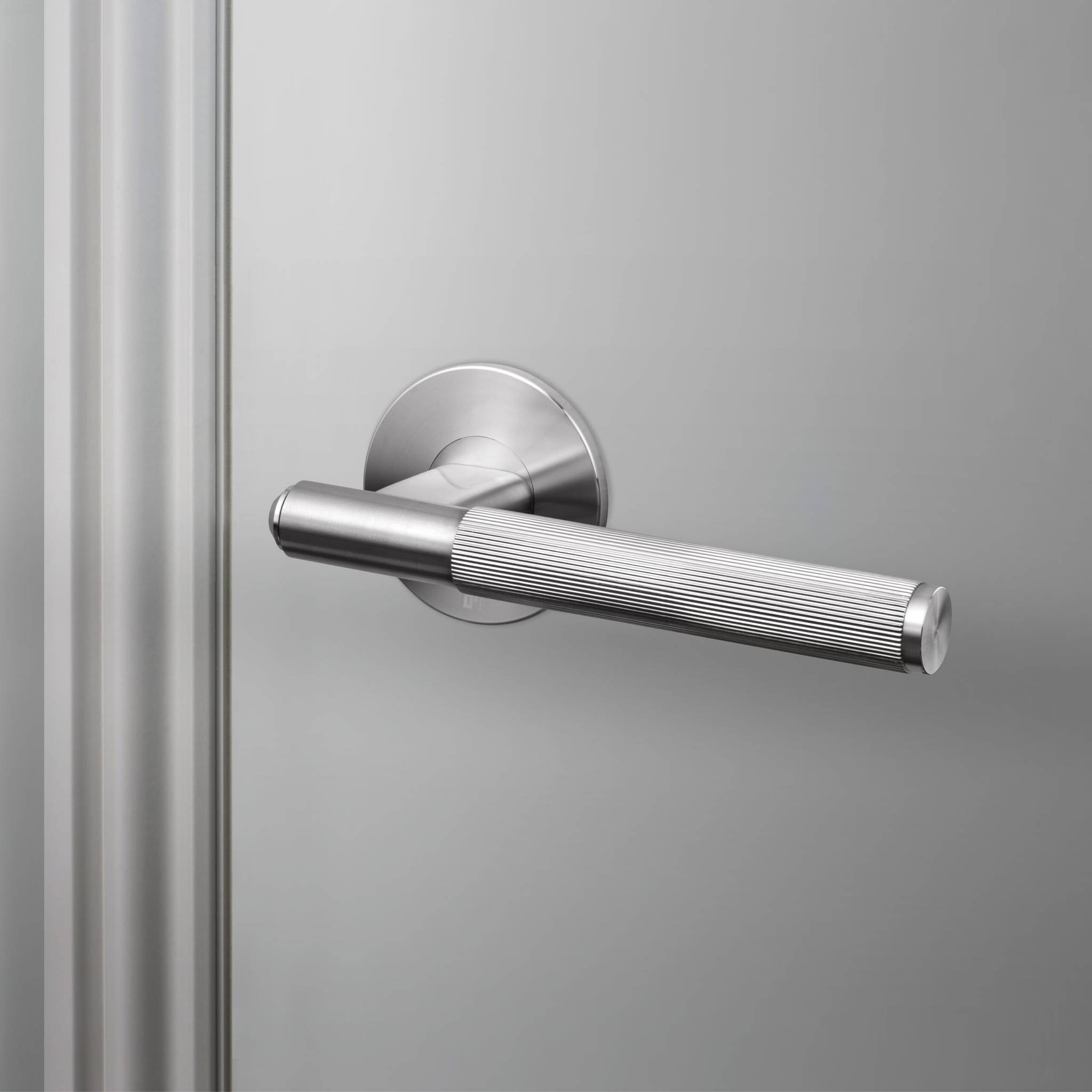 Buster + Punch Fixed Door Handle Single-Sided Linear Knurl in Steel