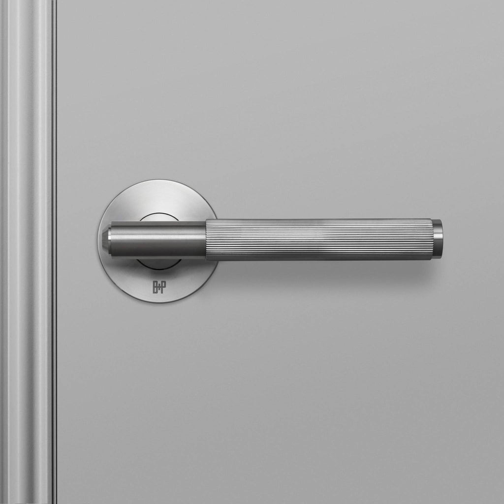 Buster + Punch Fixed Door Handle Single-Sided Linear Knurl in Steel detail