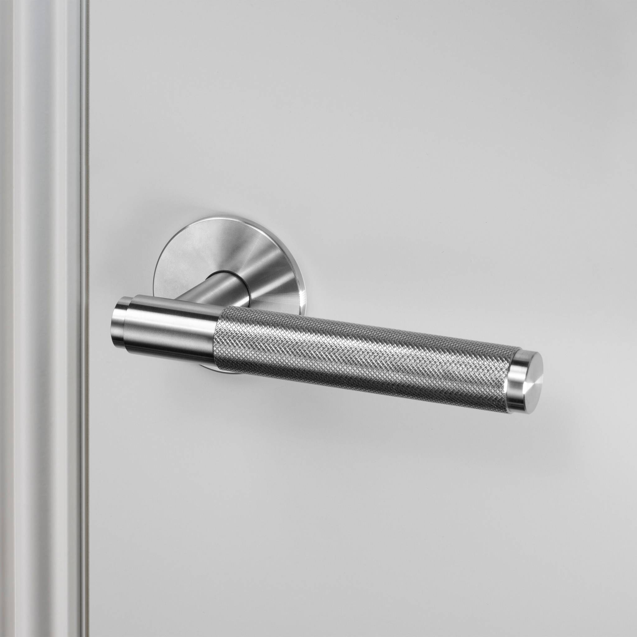 Buster + Punch Fixed Door Handle Single-Sided Cross Knurl in Steel