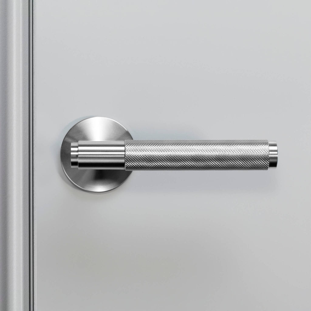 Buster + Punch Fixed Door Handle Single-Sided Cross Knurl in Steel detail