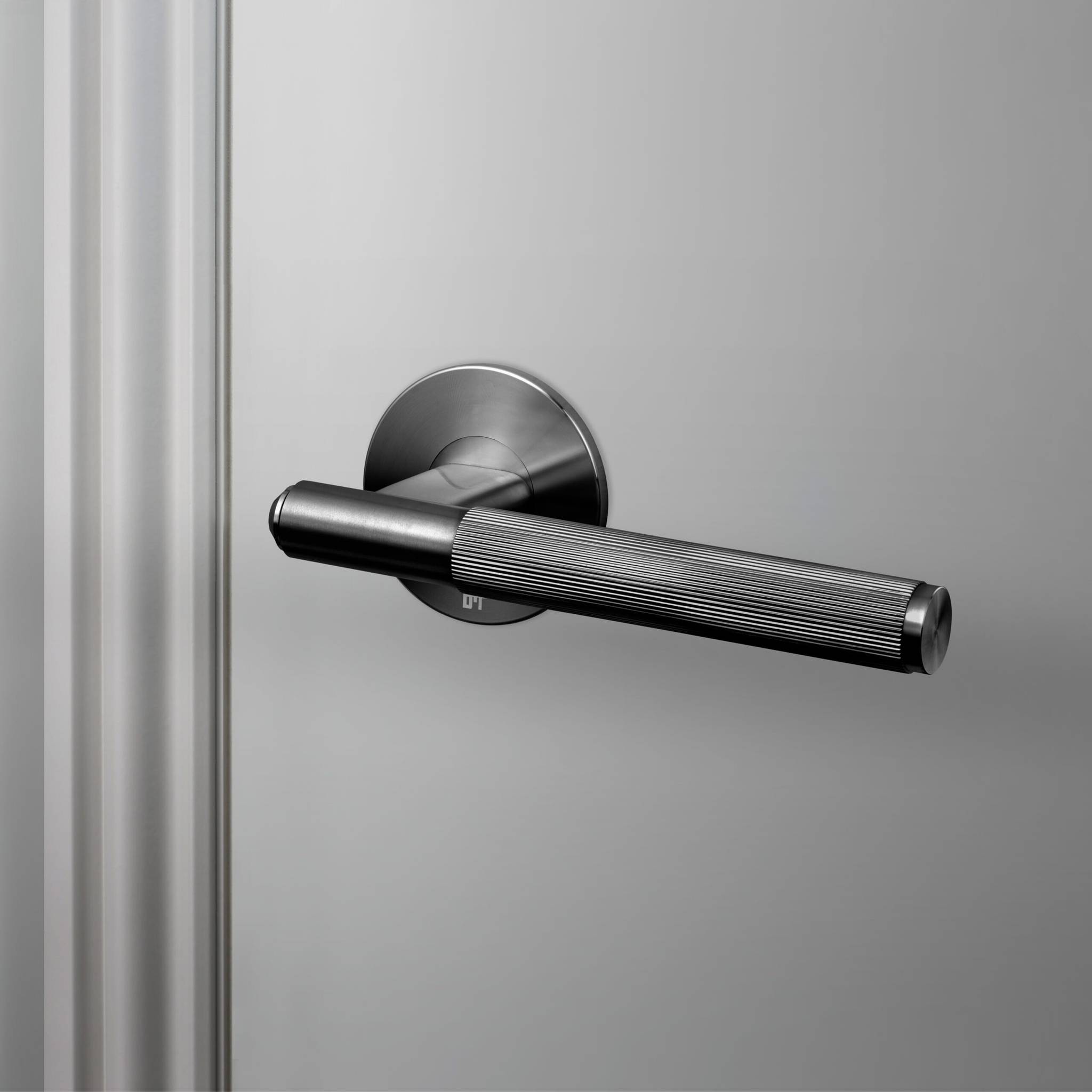 Buster + Punch Fixed Door Handle Single-Sided Linear Knurl in Gun Metal