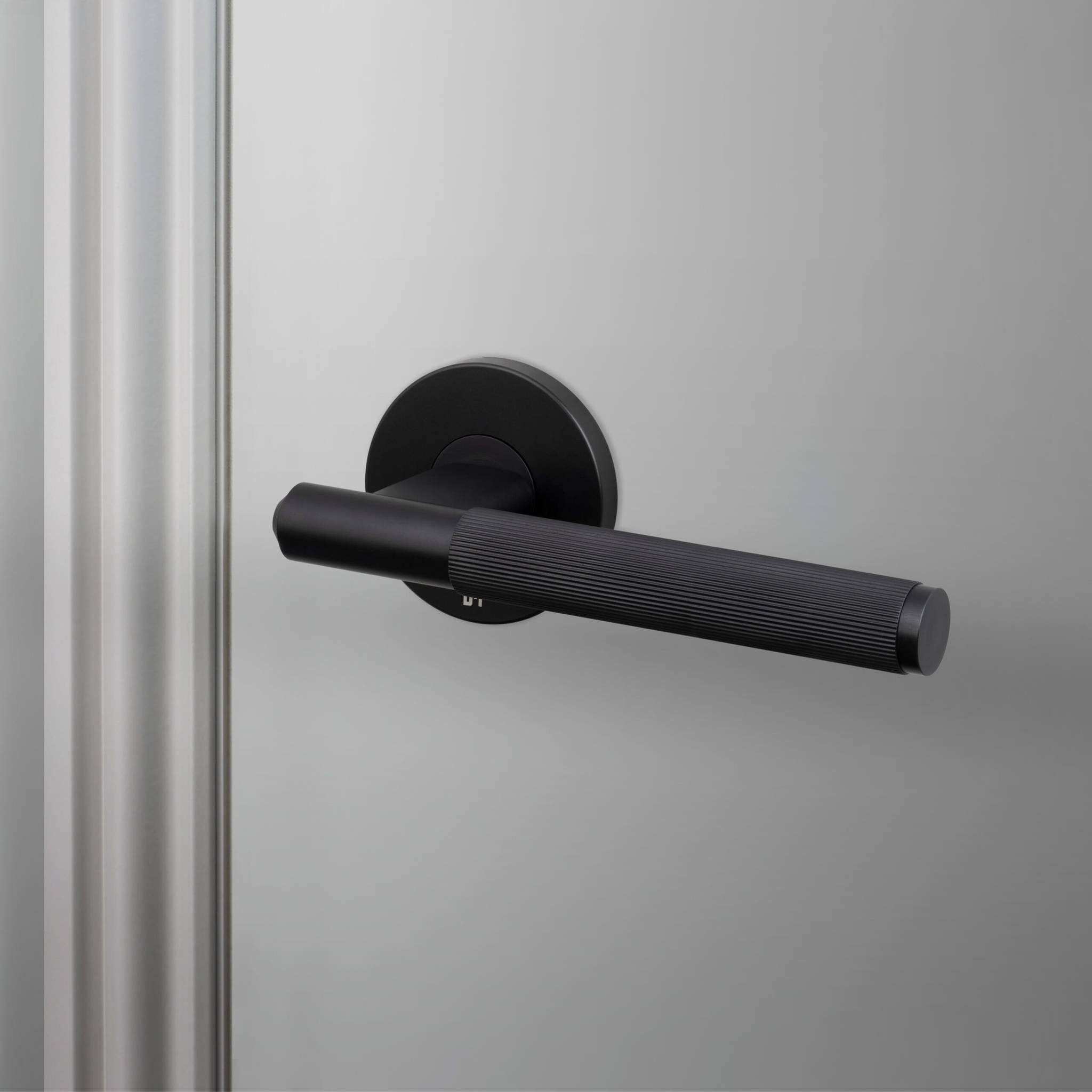 Buster + Punch Door Handle Set Linear Knurl Welders Black by Araco Interiors