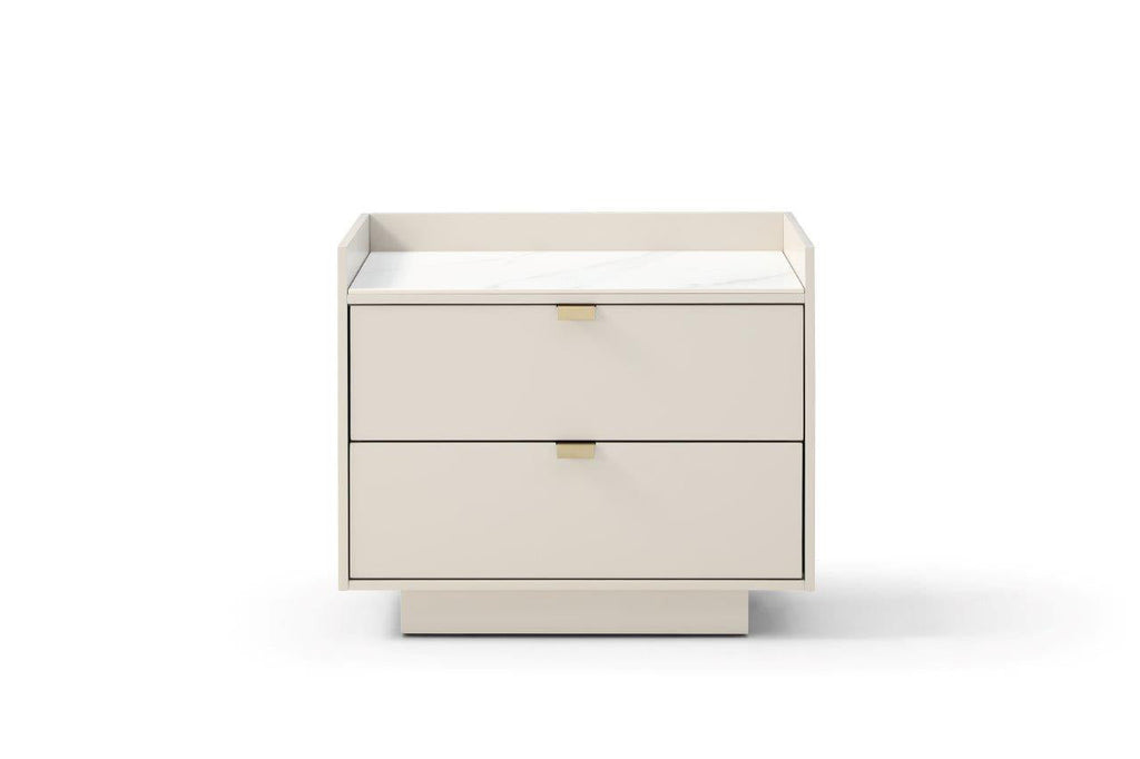 Saviour Bedside Table - White Marble & Beige