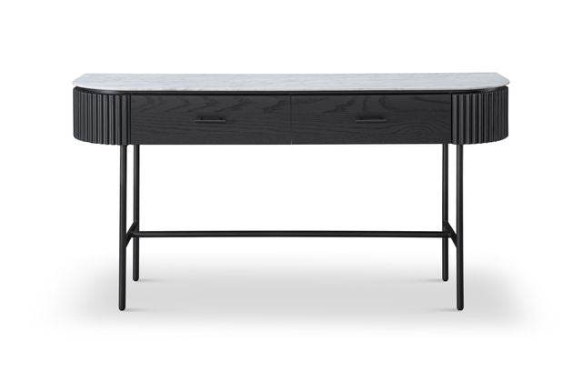 Lantine Marble Console Table - Matt Black
