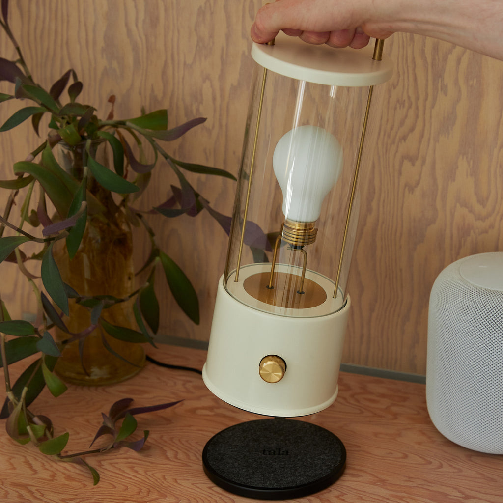 Tala The Muse 1.0 Portable Lamp in Candlenut White Bundle in a styled interior setting (view 2)
