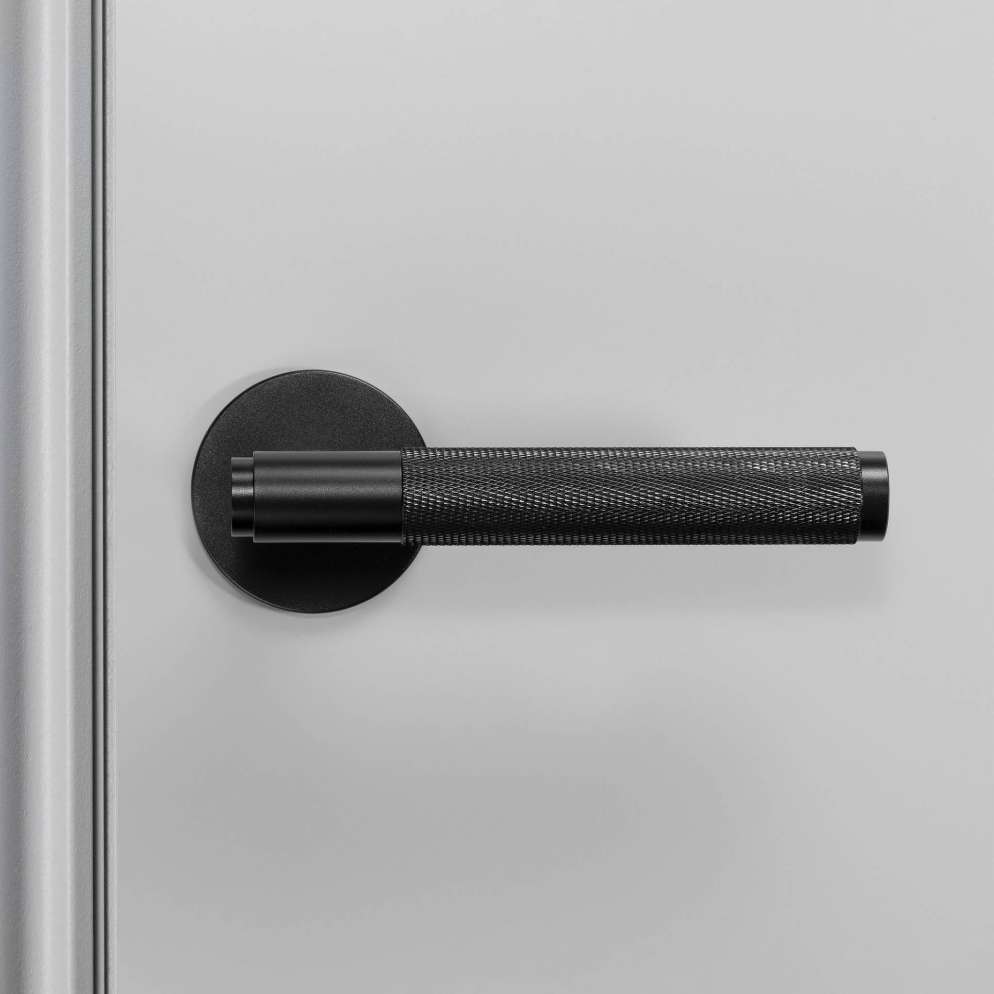 Buster + Punch Door Handle Set Cross Knurl Black detail by Araco Interiors