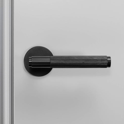 Buster + Punch Door Handle Set Cross Knurl Black detail by Araco Interiors